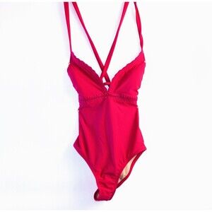 Kona Sol Women's One Piece Swimsuit Swimwear Crochet Shell Stitch - S (4-6)